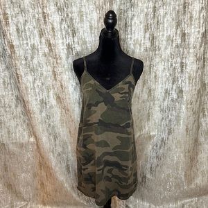 Camo mini spaghetti strap dress